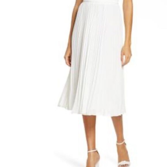 Adelyn Rae Charli Pleated Midi Dress Women's White Size L NWT $168 - Picture 3 of 5